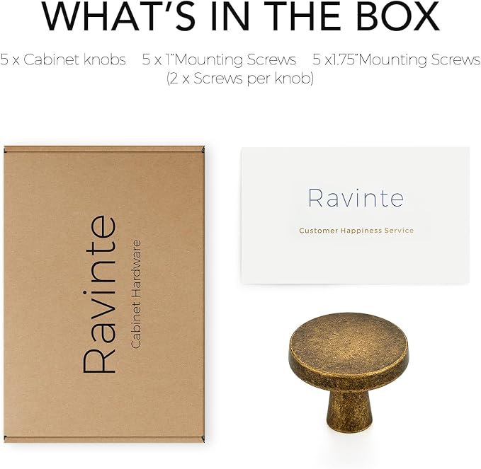 Ravinte 5 Pack Drawer Pulls 1-1/4 Inch Kitchen Cabinet Knobs Solid Round - Image 7