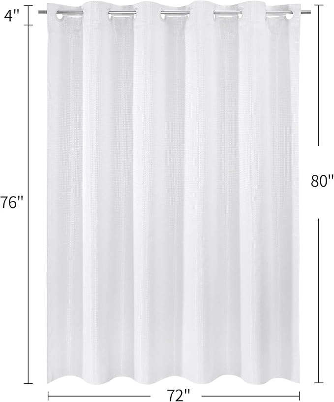 MitoVilla White Waffle Long Shower Curtain Liner Set 72 x 80, No Hooks Needed - Image 7