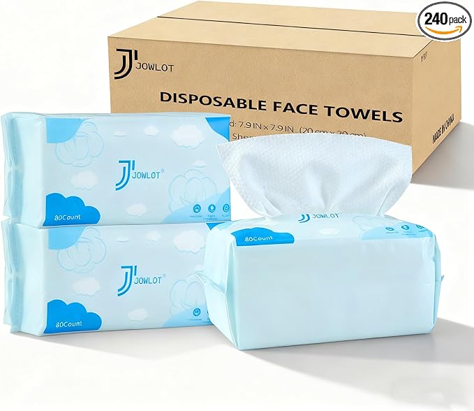 Disposable Face Towels, Dry Wipes Face Tissues Towelettes by JOWLOT