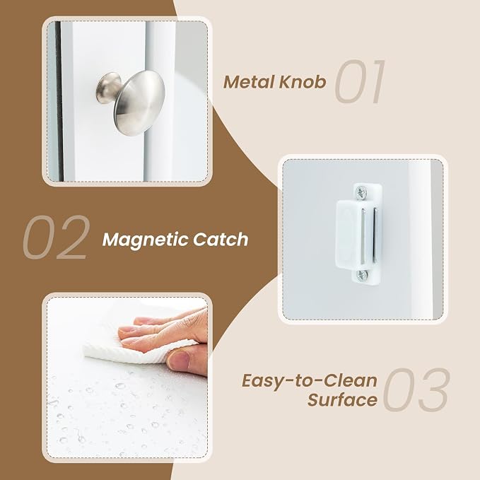 Tangkula Bathroom Medicine Cabinet, Wall Mounted Storage Cabinet - Image 8