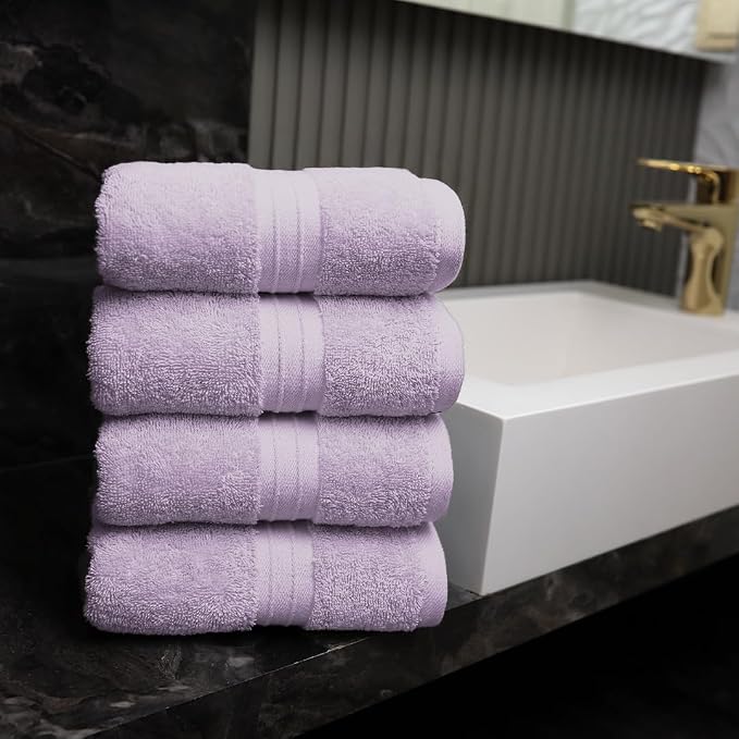 Hand Towels Set of 4-100% Cotton & Luxury, Large Decorative, Cozy and Absorbent - Image 4
