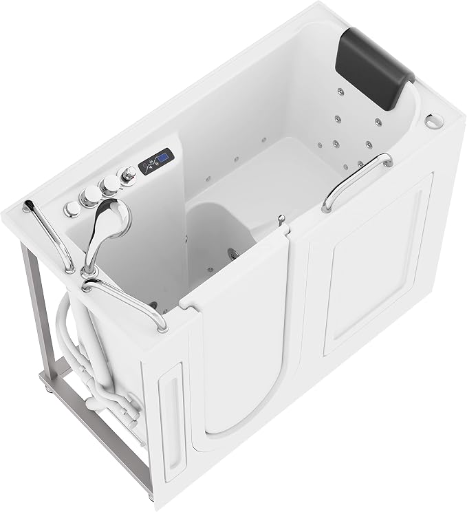 ANZZI Walk In Tub 53" x 27" Left-Drain Bathtub, Air & Whirlpool Massage Jets by ANZZI