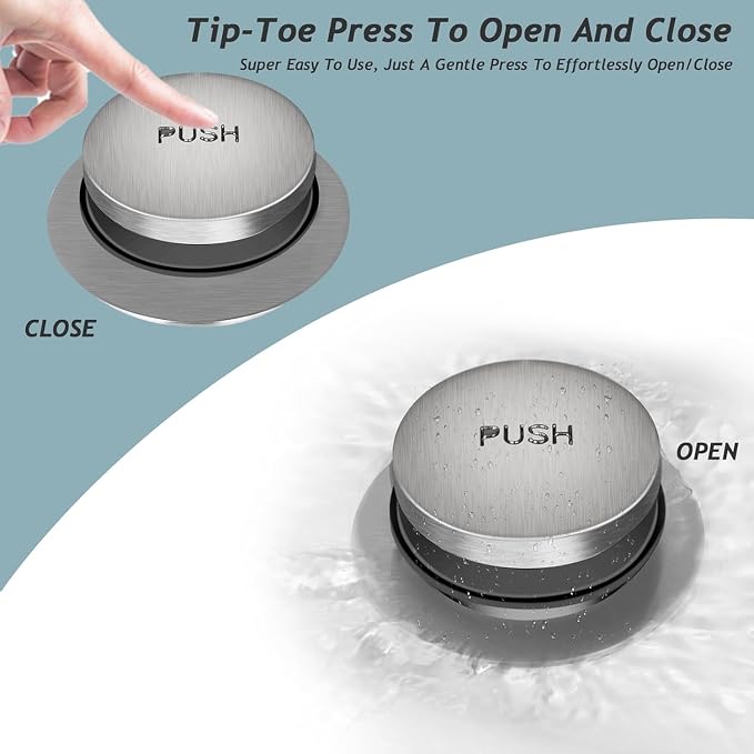 Tip-Toe Bathtub Drain Kit with Two-Hole Overflow Plate, Universal Fine/Coarse - Image 3