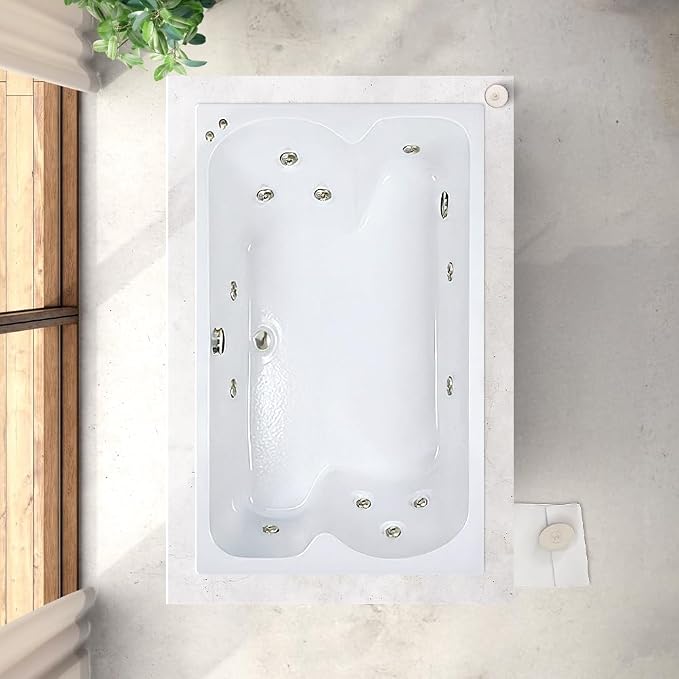60 in. x 43 in. Acrylic Rectangular Drop-In Whirlpool Bathtub by WATERTECH