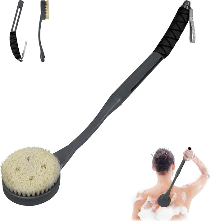 Back Brush Long Handle for Shower, 20.5” Bath Brush, Back Scrubber, Shower Body by UHIAGREE