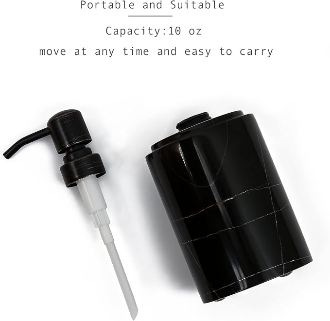 Black Marble Soap Dispenser Hand or Dish - Image 5