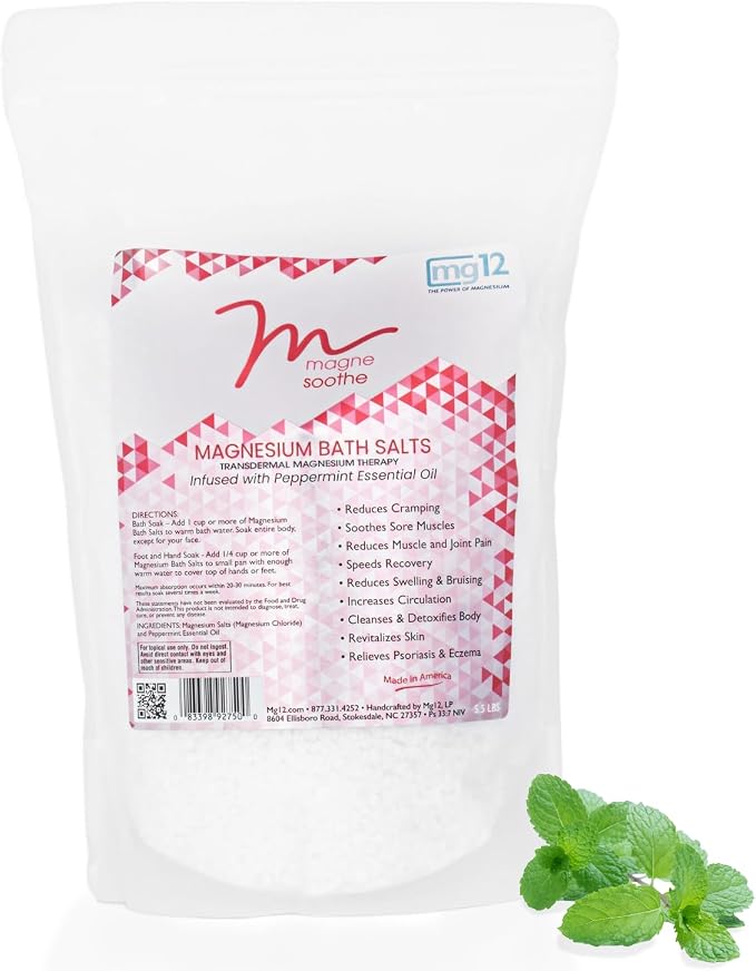 5.5lb MagneSoothe Peppermint Magnesium Bath Salt by MG12ThePowerofMagnesium