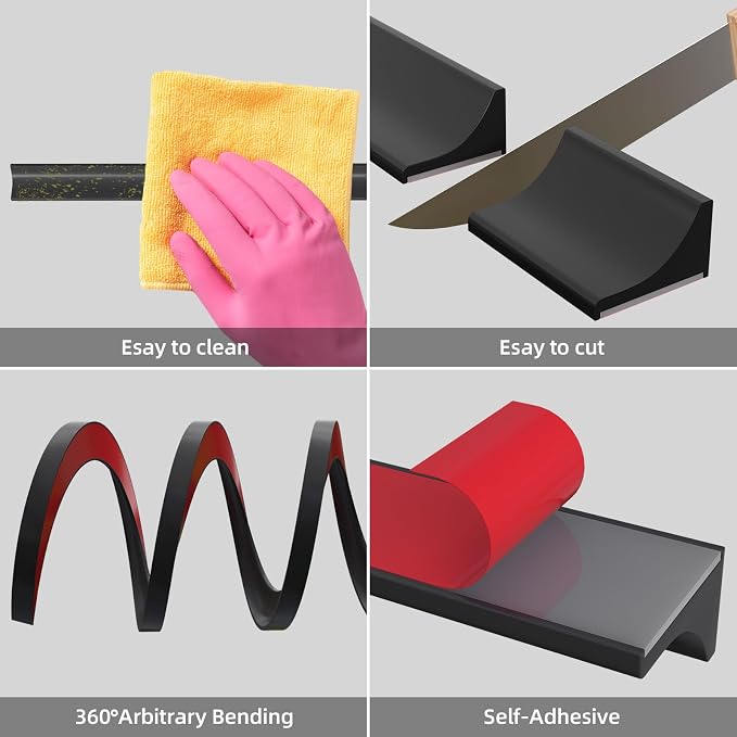 67Inch Collapsible Shower Threshold Water Dam Barrier, Self Adhesive Silicone - Image 3