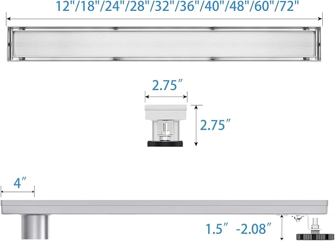 Offset Linear Shower Drain, Shower Drain 60 inch - Image 5