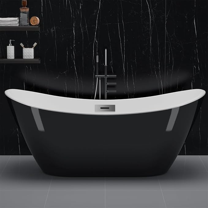 67" Freestanding Acrylic Bathtub, Modern Soaking Tub by Unknown