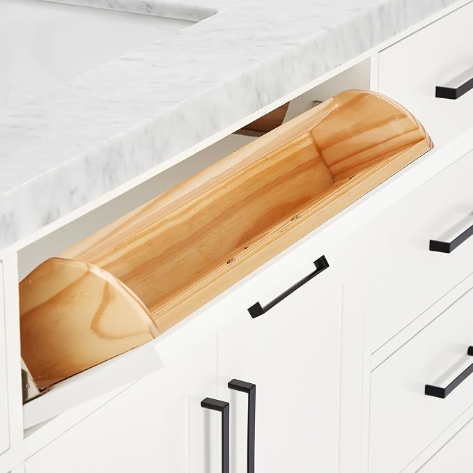 ARIEL 67" White Bathroom Vanity, 1.5" Edge Italian Carrara Marble Countertop & - Image 6