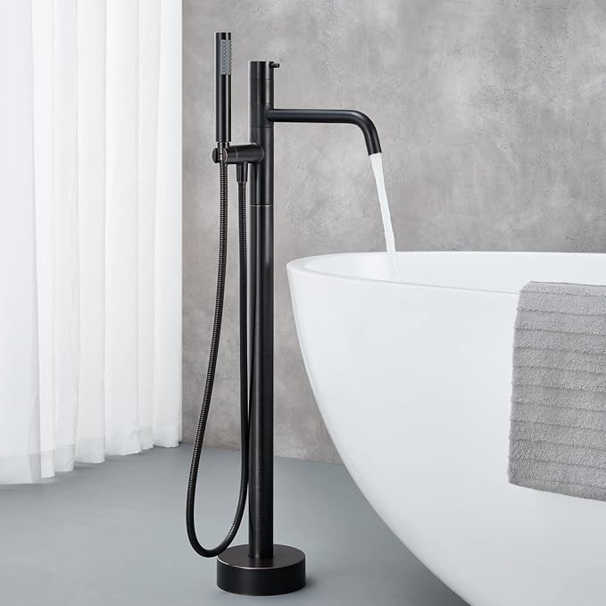Freestanding Bathtub Faucet Floor Mount Tub Filler Oil Rubbed Bronze Brass - Image 3