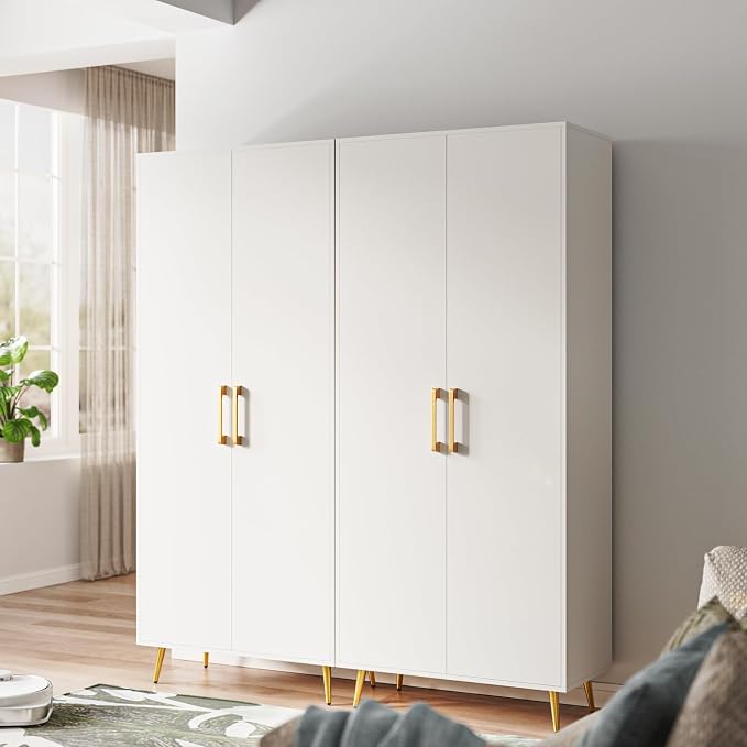 White Storage Cabinet Set of 3, 69” Tall Storage Cabinet w/ 2 Doors Adjustable - Image 3