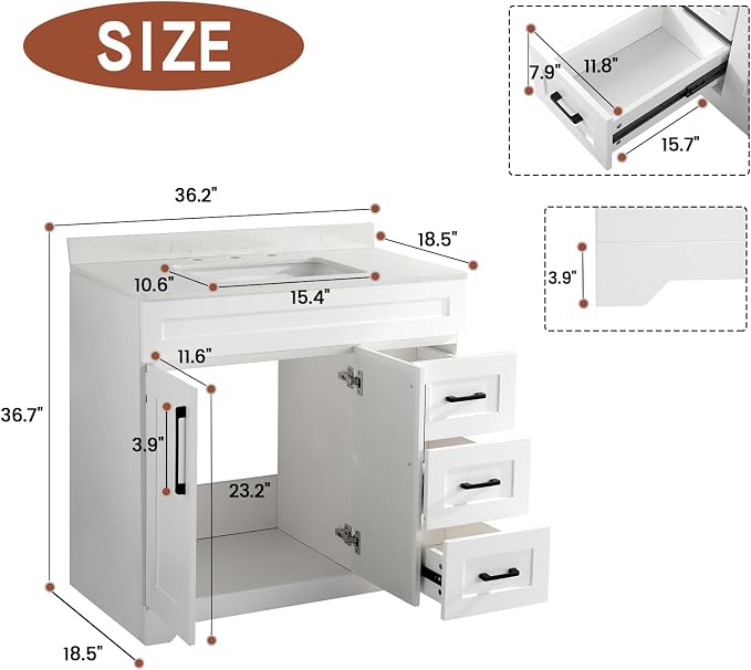 36" Luxurious Bathroom Vanity - Image 2
