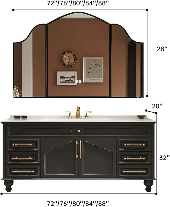 80Inch Bathroom Vanity with Sink, Freestanding Bathroom Cabinet with LED Smart - Image 2