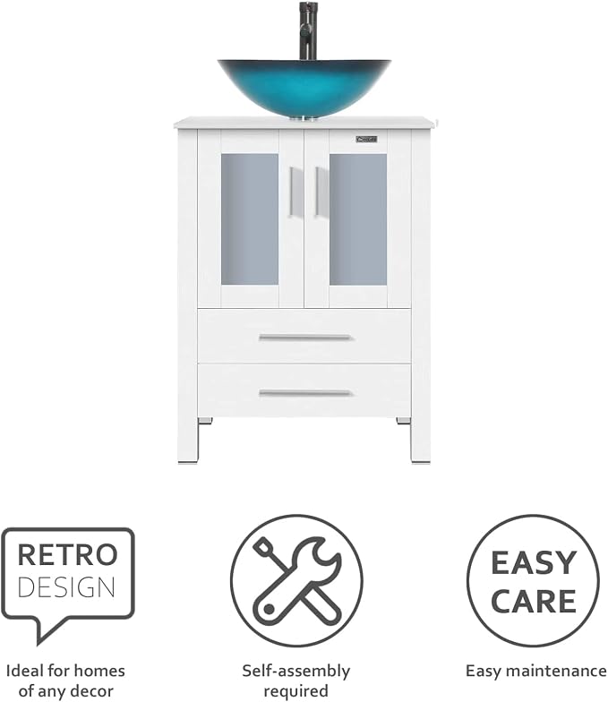 eclife 24" Modern Bathroom Vanity Sink Combo Freestanding Cabinet - Image 5