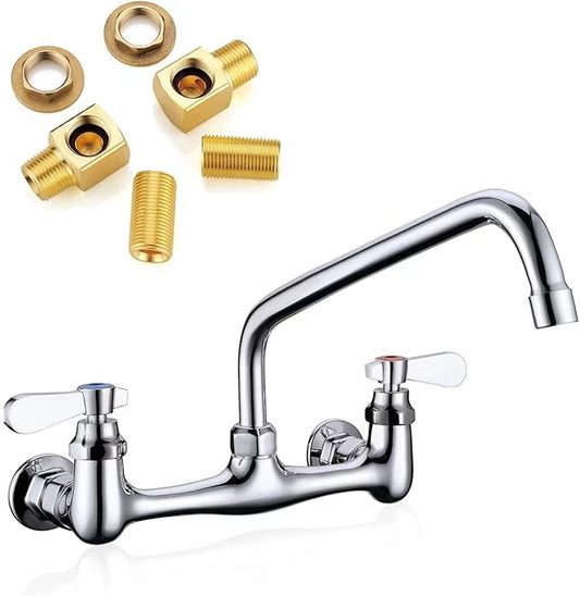 8 Inch Commercial Kitchen Wall Mount Faucet, 8 Inch Center Wall-Mount Utility by Favorpo