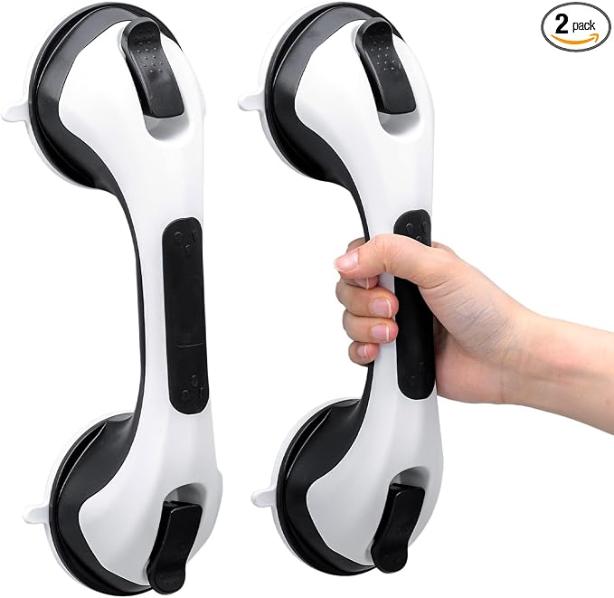 TAILI Shower Handles for Elderly Suction, 2 Pack 12 Inch Shower Grab Bars for by TAILI