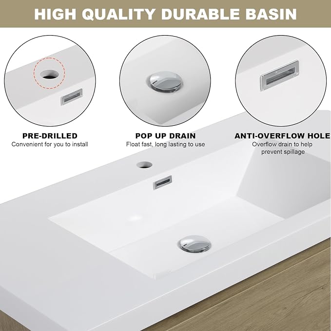 Floating Vanity Bathroom, 42 Inch Bathroom Vanity - Image 4