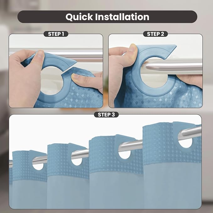 Inhousolu No Hook Shower Curtain - Image 3