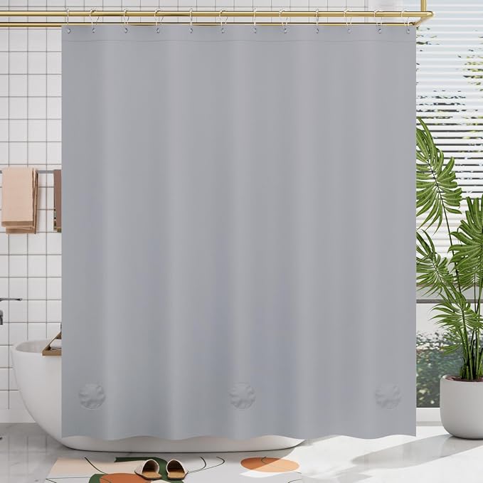 AmazerBath Grey Shower Curtain Plastic, Thick PEVA Shower Curtain Grey by AmazerBath