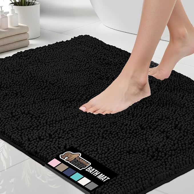 GORILLA GRIP Bath Rug Mat 42x24, Thick Soft Absorbent Chenille, Quick Dry by GorillaGrip