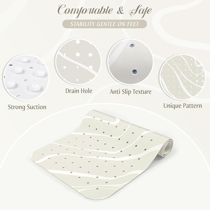SHUCHING White Minimalist Lines Bath Mat - Image 3