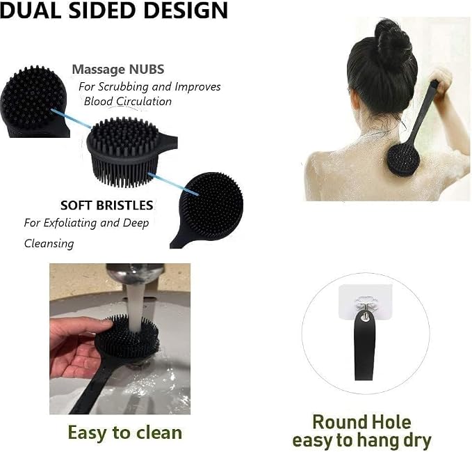 Silicone Body Scrubber, Long Handle Back Scrubber - Image 2