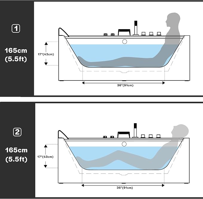 Empava 59" Acrylic Alcove Whirlpool Bathtub - Image 6
