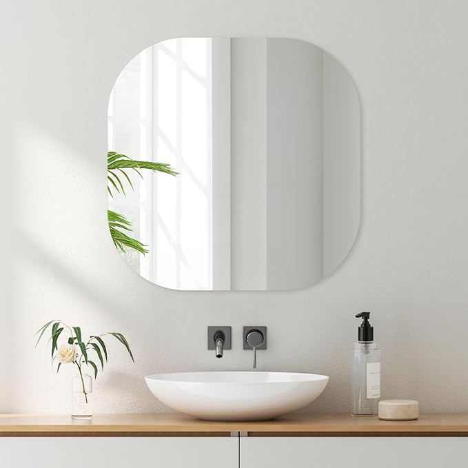 VASUHOME Frameless Bathroom Mirror, 24 x 24 Inch Wall Vanity Mirror, Large Wall by VASUHOME