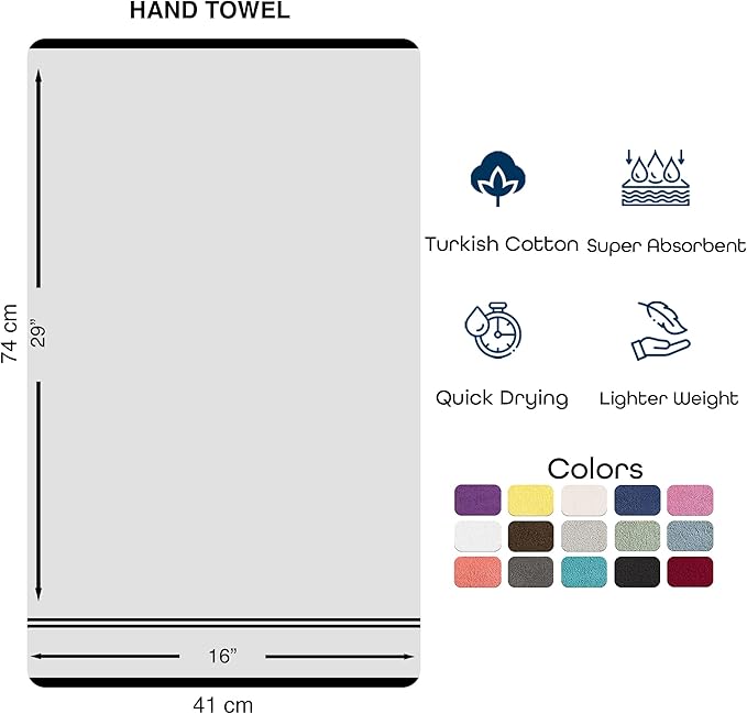 Hawmam Linen Ice Silver Hand Towels 4 Pack Turkish Cotton Premium Quality Soft - Image 7