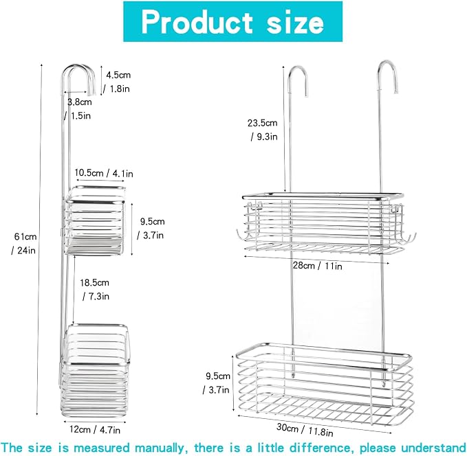 YQh Stainless steel double-layer shower rack, shower room hanging bathroom - Image 2