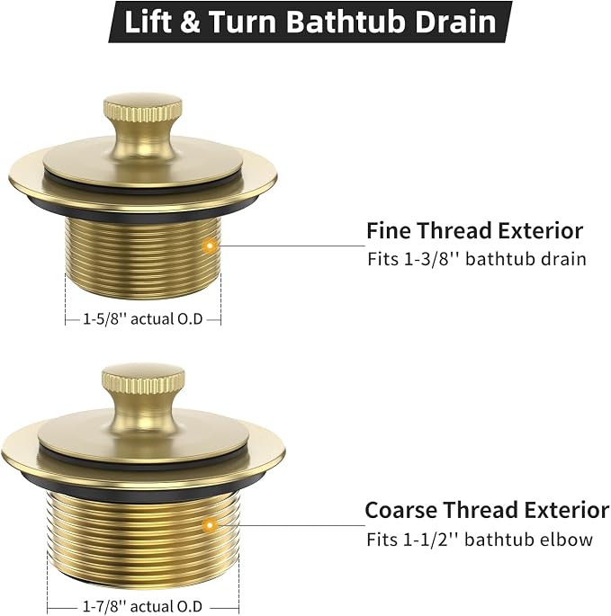 Brushed Gold Bathtub Drain Bath Tub Trim Set Conversion Kit Assembly, All Brass - Image 4