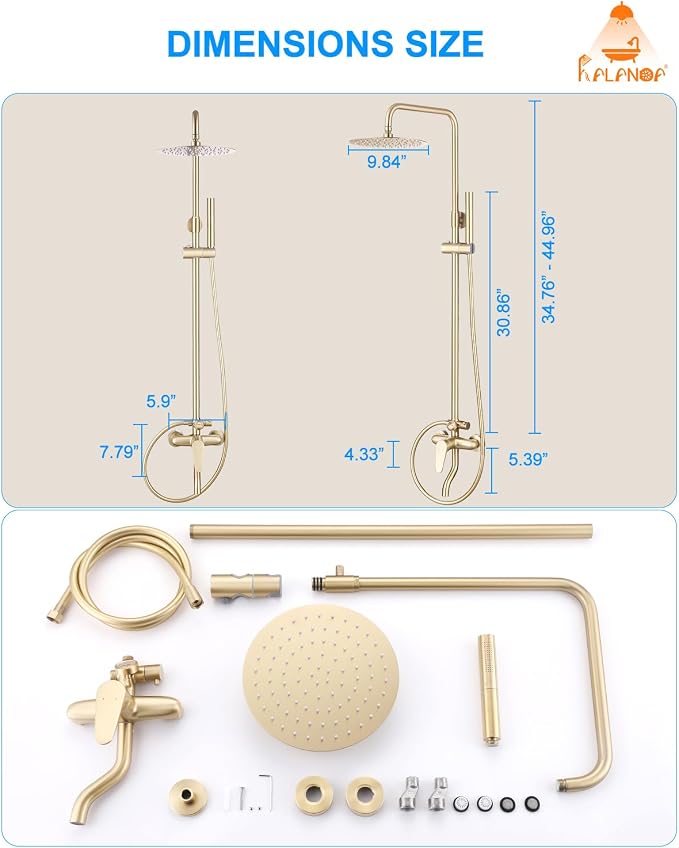 Outdoor Shower Fixture, 3 Functions Handle Tub Rainfall Shower Faucet Sets - Image 8