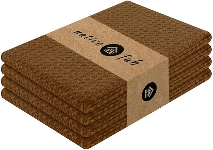 Native Fab Cotton Dish Towel 4 Pack Waffle Weave Tea Towels by NativeFab
