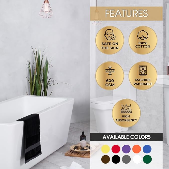 Ample Decor Hand Towels Set of 4 600 GSM 100% Cotton Soft Absorbent Thick - Image 3