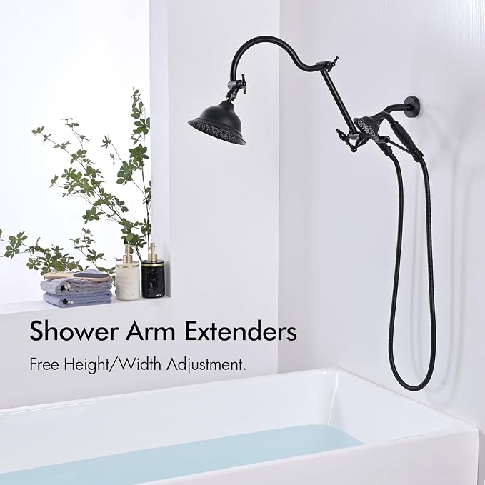 Bagnolux Solid Brass 6" High Pressure Black Rain Shower Head - Image 10