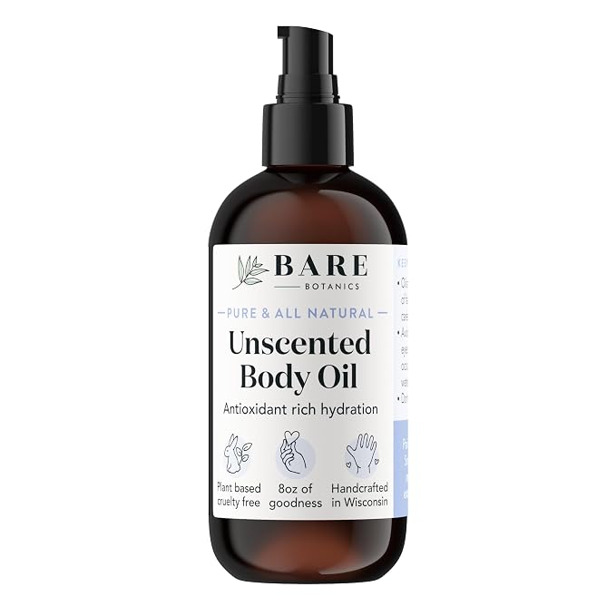 BARE BOTANICS 8 oz Moisturizing Unscented Body Oil by BareBotanics