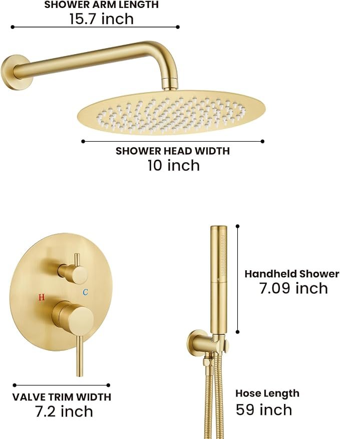 Airuida Shower Fixtures 2 Functions Shower Faucet Set Wall Mounted - Image 8