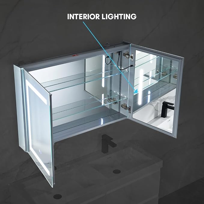 Blossom 40x26 LED Lighted Bathroom Medicine Mirror Cabinet, Recessed/Surface - Image 5