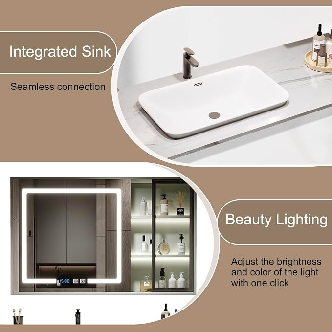 Bathroom Vanity with Sink - 40IN Floating Bathroom Vanity Include Smart LED - Image 6