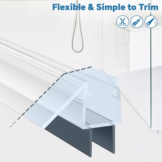 Shower Door Bottom Seal Strip, Fits 6mm Thick Glass, Prevents Leaks, Easy - Image 6