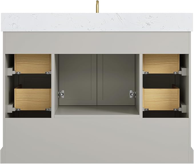 48 Inch Bathroom Vanity with Sink Combo, Solid Wood Frame with Mable Top - Image 5
