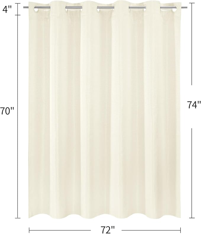 MitoVilla No Hooks Needed Ivory Waffle Shower Curtain Liner Set, Modern Waffle - Image 7