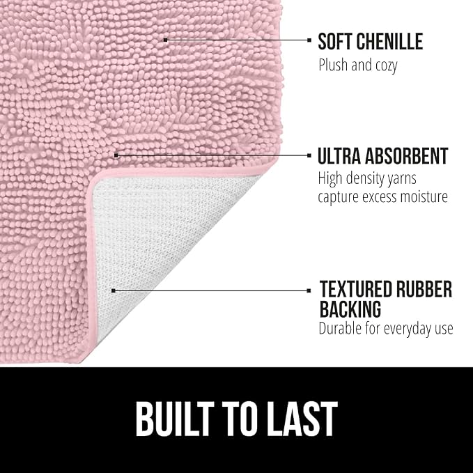 GORILLA GRIP Bath Rug Mat 44x26, Soft Absorbent Chenille, Quick Dry Microfiber - Image 2