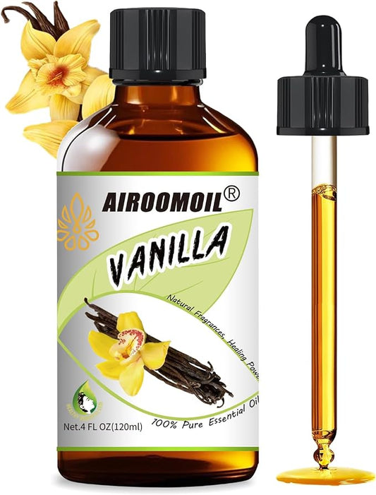 Pure Vanilla Essential Oil, 100% Natural Vanilla Bean Oil, Premium Grade by Airoomoil