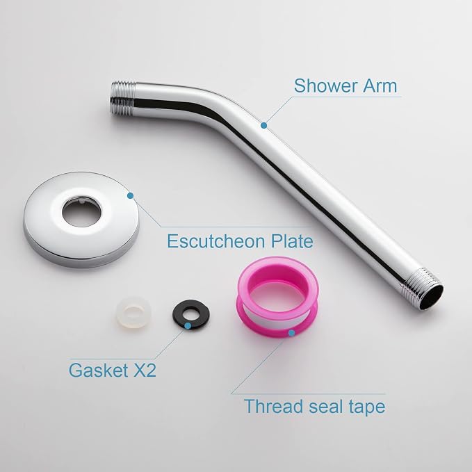 OFFO Shower Arm with Flange, 10 in Wall Mount Replacement Angle Shower Head Arm - Image 6