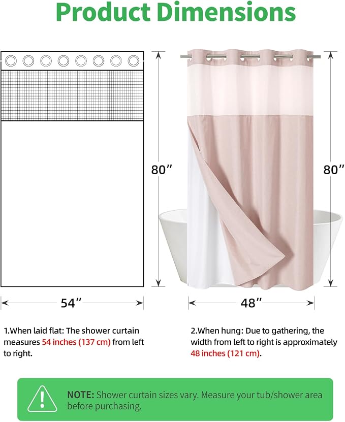 Stall No Hooks Needed Linen Textured Shower Curtain - Image 7