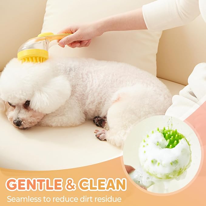 Pet Bath Brush with Shampoo Dispenser, Dog Bath Brush and Grooming Massage Brush - Image 5