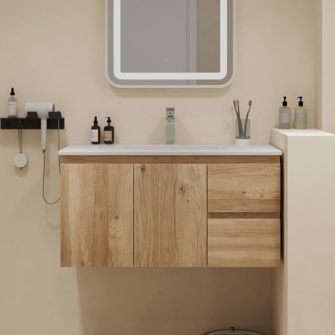 Floating Bathroom Vanity with Sink Wall Mounted Cabinet with 2 Soft-Close by LDarqeer
